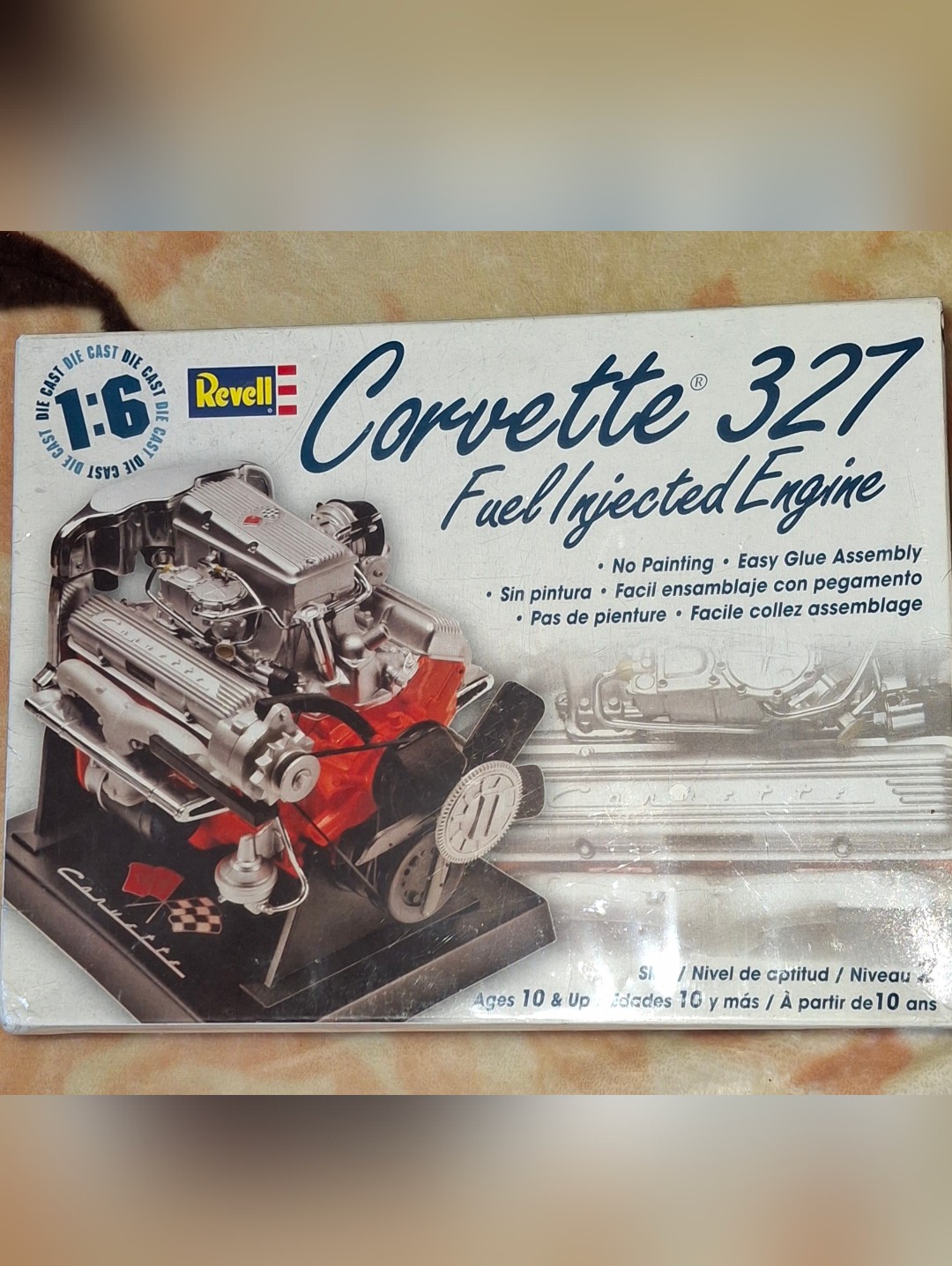 Revell Corvette 327 Fuel Injected Engine Model Kit - Silver & Red